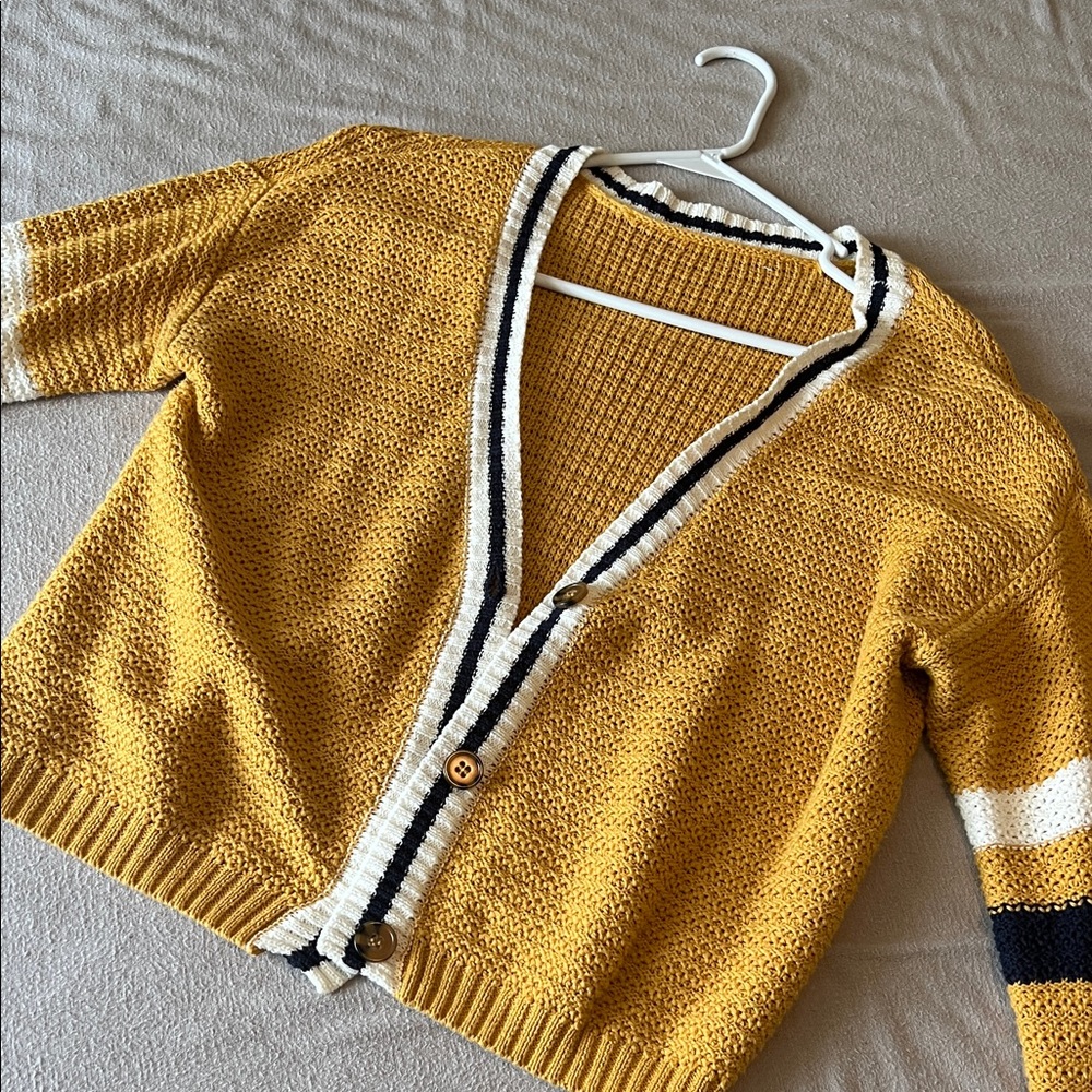 Yellow Button-Up Women's Sweater